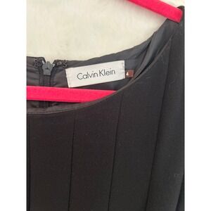 Calvin Klein Black Pintuck Pleated Fit and Flare Sleeveless Dress Size 4